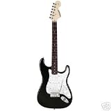 Fender Starcaster Strat Metallic Charcoal Ebony Black Full Size Electric Guitar - Refurbished (Includes Fender Gig Bag, Tremolo, eBook, Complimentary Harmonica)