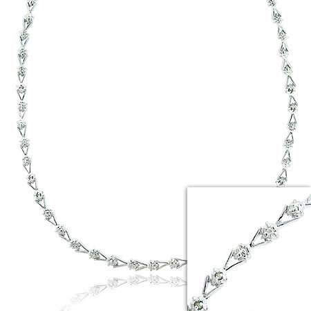 Royal Sterling Silver .925 Genuine Diamond Accent Tennis Necklace