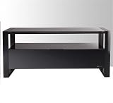 NorStone - Carly - Meuble TV &eacute;l&eacute;gant et contemporain avec porte - Syst&egrave;me refroidissement - Finition Noir laqu&eacute; et Verre tremp&eacute;