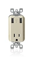 15-Amp USB Charger/Tamper-Resistant Receptacle, 125-volt, 2.1-amp, Ivory, T5630-I