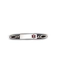 Sterling Silver Medical Alert ID Figaro Chain Bracelet - Length 8 Inch