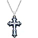 Black and Blue Stainless Steel IP Diamond Cross on an 18 Inch Cable Chain by Black & Blue Jewelry Co NYC