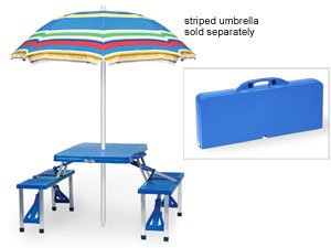 Picnic Time 4-person Portable Picnic Table with Chairs, Royal Blue.
