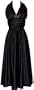 Marilyn Satin Halter Bridesmaid Dress Junior Plus Size Holiday Prom Gown, 3X, Black