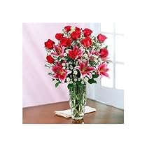 Elegant Red Roses and Lilies