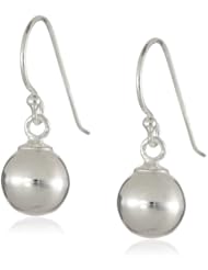 Sterling Silver 8mm Polished Bead Drop Earrings