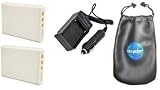 ValuePack (2 Count): Digital Replacement Battery PLUS Mini Battery Travel Charger for Specific Digital Camera and Camcorder Models / Compatible with KONICA MINOLTA: 02491-0015-00, NP-900, DiMAGE E40, DiMAGE E50, OLYMPUS: Li-80B, T-110, X-36, T-100, ROLLEI: 02491-0015-00, 02491-0037-00, ACER: CS 6531-N, CS-5530, SEALIFE Reefmaster: DC 500, S5, KYOCERA EZ 4033 Charges with Intelligent Charge Technology - Includes Car Adapter, TWO Batteries and ONE Leatherette Camera / Lens Accessories Pouch