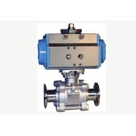 SR Pneumatic Actuator with 2 Way Stainless Steel Sanitary Ball Valve Direct Mount 1"