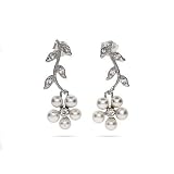 Eve's Addiction Elegant Vine of Freshwater Pearl Flower Earrings