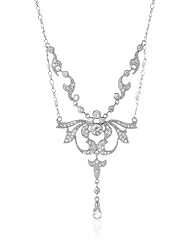 Nina Ingrid Elaborate Vintage Cubic Zirconia Statement Necklace, 18"