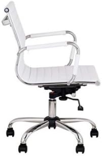 Mid-Back Leather adjustable Rotating Office Chair Desks & Conference Rooms White