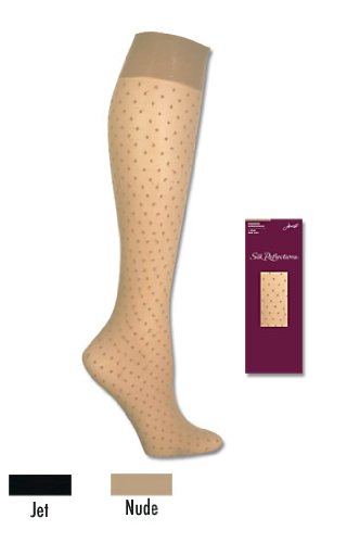 6-Pack Hanes Silk Reflections Dot Kneehighs Hosiery 0B186, Nude, 1 Size