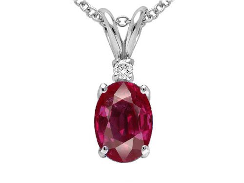 0.57 cts Genuine Ruby and Diamond Pendant - 14kt White or Yellow Gold