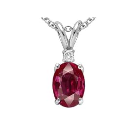 0.57 cts Genuine Ruby and Diamond Pendant - 14kt White or Yellow Gold by Finejewelers
