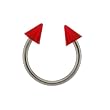 STAINLESS STEEL HORSESHOE WITH SPIKE RED Gauge: 16, Ball Size: 4mm Sold as a Pair