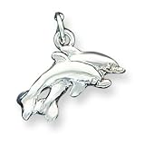 Sterling Silver Dolphins Charm with 20 inch Sterling Silver Chain