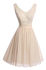 V-neck Lace-Up Applique Cocktail Short Chiffon Sleeveless Evening Dress/Homecoming Dress/Bridesmaid Dress/Prom Dress/Party Dress/Wedding Dress 