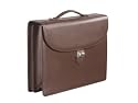 Lucrin - Brown leather Briefcase 2 compartments