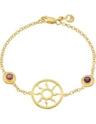 Missoma® Multi Gemstone Bracelet 18Ky Vermeil Amethyst & Pink Tourmaline 07.25 Inch 69696