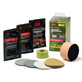 3M Headlight Lens Restoration Kit with Tape and Protectant, 39098