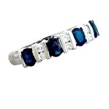 14K White Gold 1.00 CTW Oval Sapphire & Diamond Band
