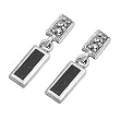 Marcasite Earrings with Black and Clear CZ - Rectangular - 21 mm
