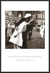 Nurse Kissing Sailor VJ Wars End Kiss Poster Dry Mounted Wood Framed, 24x36.