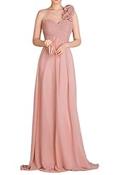Chiffon One Shoulder Lace Bridesmaid Dress/Prom Dress/Party Dress  With a Sash 