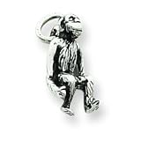 Sterling Silver Antiqued Monkey Charm with 20 inch Sterling Silver Chain by A Great Jewelry Co.
