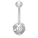 The Stainless Steel Jewellery Shop - Stainless Steel Navel Ring with Clear Cubic Zirconia - Includes