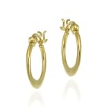 18K Gold over Sterling Silver 15mm Flat Polished Hoop Earrings