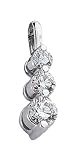 14k White 3 Stone Prong-Set Charm 0.5 Ct Diamond Pendant