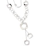 14K White or Yellow Gold 19" Modern Geometric Drop Necklace