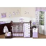 Purple and Brown Modern Polka Dot Baby Bedding 9pc Crib Set