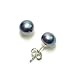 Black Freshwater Cultured Pearl Button Stud title=