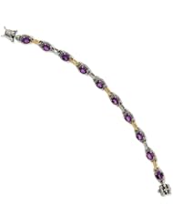 Sterling Silver w/14k Gold 7.62Amethyst 7.75in Bracelet