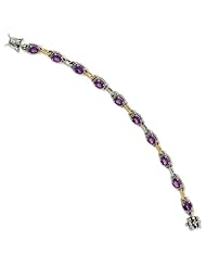 Sterling Silver W/14k 7.62amethyst 7.75in Bracelet