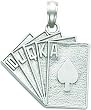 14K White Gold Royal Flush Pendant