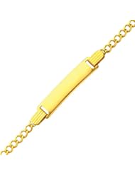14K Yellow Gold 2.5mm Baby ID Concave Curb Bracelet with Lobster Claw Clasp - 6"Inches
