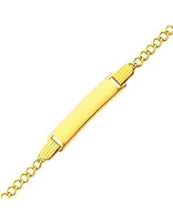 14K Yellow Gold 2.5mm Baby ID Concave Curb Bracelet with Lobster Claw Clasp - 6"Inches