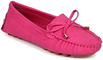 Misbehave CF74 Women Leatherette Bow Tassel Slip On Moccasin Flat - Fuchsia (Size: 9.0)