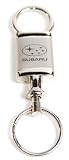 Subaru Logo Satin Chrome Valet Keychain with Detachable Ring Key Fob