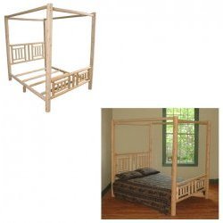 Quilt Canopy Bed - double (White Cedar) (84L x 62W x 80H) by Old Adirondack Inc.