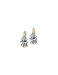 14K Yellow Gold - Created Moissanite Pear Earrings