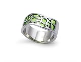 Stainless Steel Women's Ring w/ Peridot Resin Inlay - Available Size: 5, 6, 6.5, 7.5, 8, 9