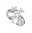 Sterling Silver Rhodium Ring with Clear CZ - Flowers -Size: 6-9