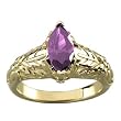 14K Yellow Gold Amethyst and Diamond Ring