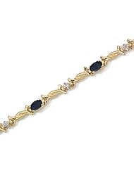 14K Yellow Gold Oval Sapphire and Diamond Bracelet