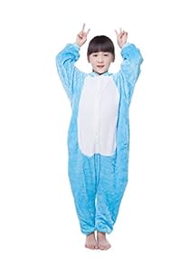 Newcosplay Children Unisex Pajamas Kids Animal Costume Cosplay Sleeping Wear (125, Blue Elephant)