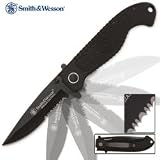 Smith & Wesson CKTACBSD Tactical Serrated Drop Point Knife, Black